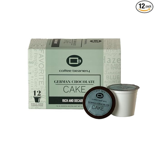 Coffee Beanery German Chocolate Cake Coffee Pods | 12ct Medium Roast Flavored Pods | 100% Specialty Arabica | Gourmet
