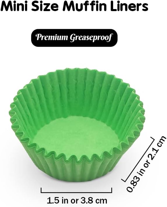 Green Mini Cupcake Liners Natural Greaseproof Paper Muffin Baking Cups, 500-Count