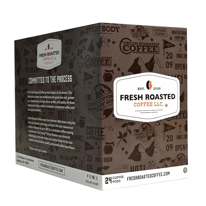 Fresh Roasted Coffee, Organic Papua New Guinea | USDA Organic, 100% Single Origin, Kosher | Medium Roast 72 Pods for K Cup Brewers