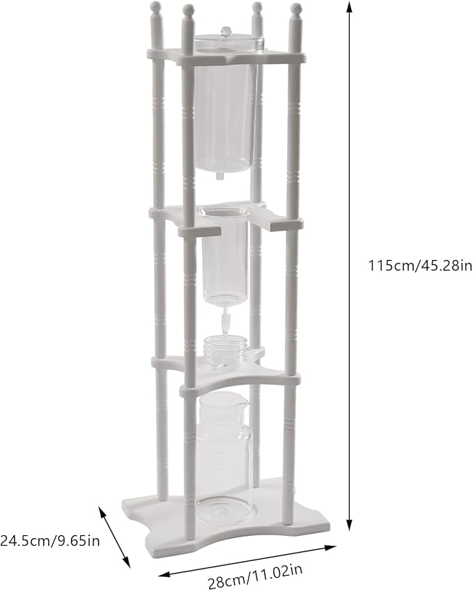 Cold Brew Drip Coffee Maker, 2500ml/84.54oz Ice Coffee Brewer Machine Dripper Pot Cold-Drip Coffee Tower with Glass Container Wood Stand for Home Office