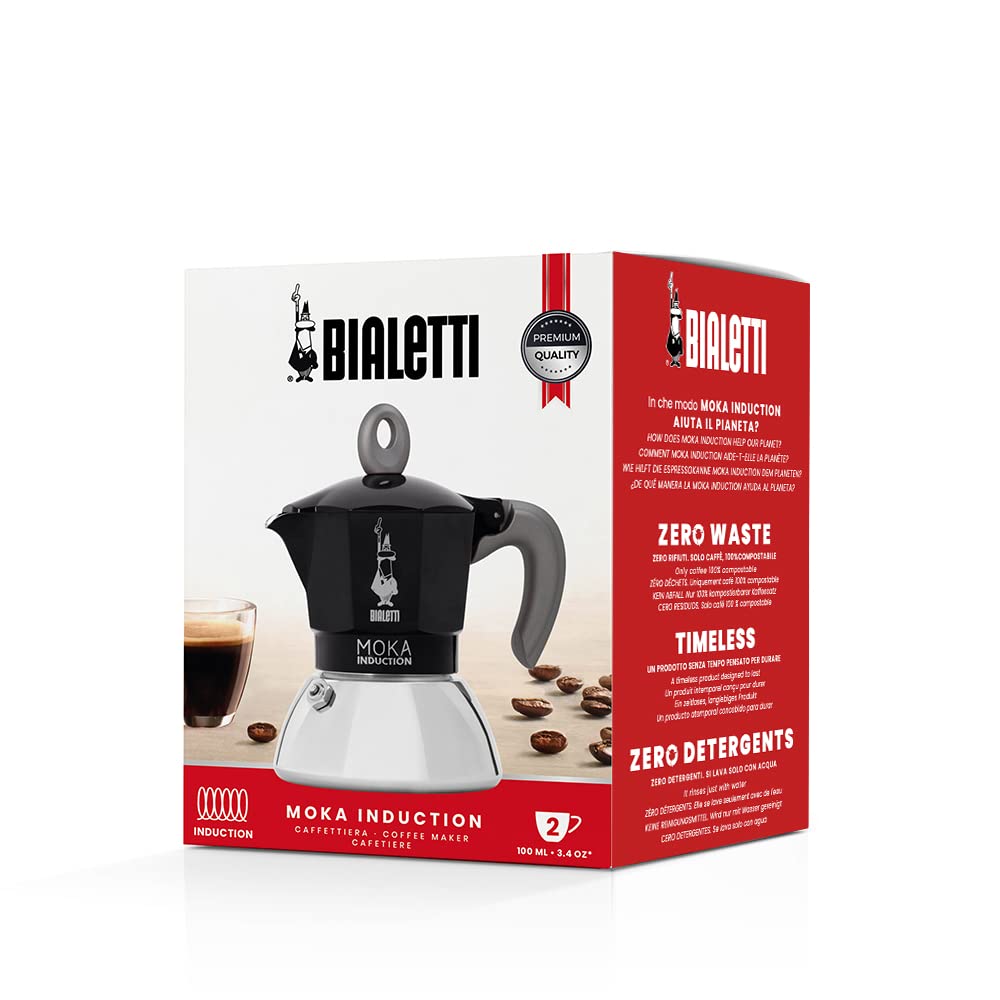 Bialetti - Moka Induction, Moka Pot, Suitable for all Types of Hobs, 2 Cups Espresso (2.8 Oz), 90