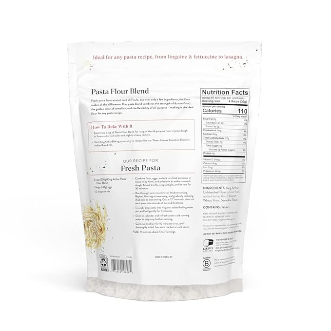 King Arthur Pasta Flour Blend, Finely Ground, 3 lb,White (Pack of 2)