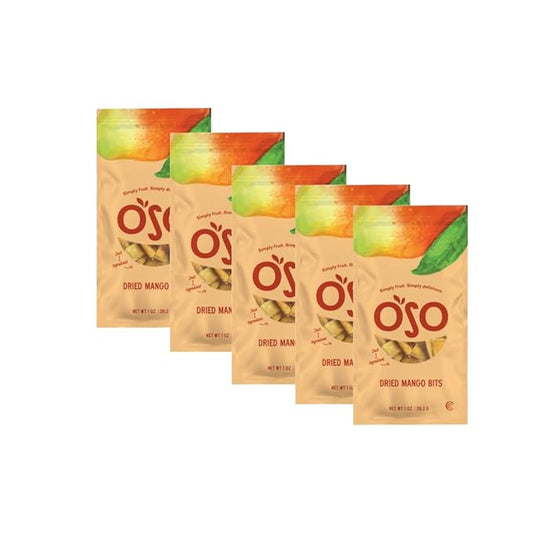 Oso Snacks Dried Mango Bits| 5 Single Bags x 1 Oz | No Sugar Added | No Preservatives | 100% Fruit | No GMO | Simply Fruit. Simply Delicious.
