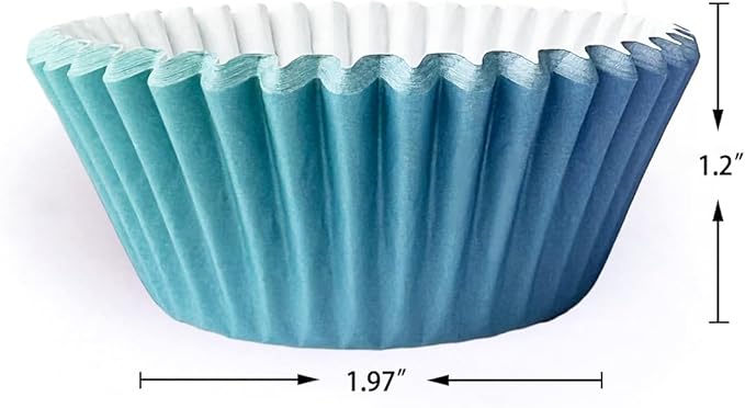 qiqee 300PCS Standard Gradient Cupcake Liners Cupcake Cups 6 Designs Blue Gradient Cupcake Papers Baking Cups Cupcake Wrappers (Medium Size)
