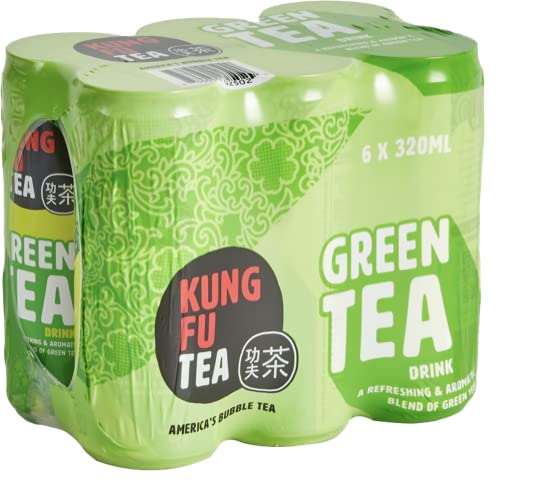 Kung Fu Tea Canned Green Tea – Lightly Sweetened Green Tea in a Can, Ready to Drink – All Natural, Premium Iced Tea – 10.8 oz Cans, Pack of 6