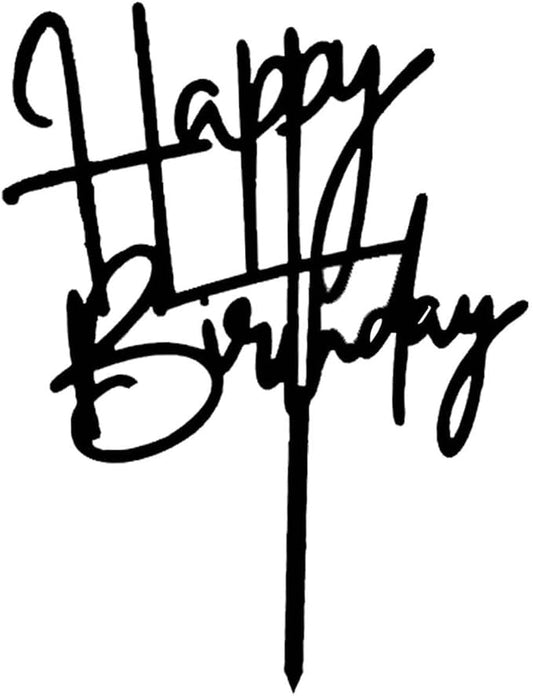Black Acrylic Happy Birthday Cake Topper Decoration Cupcake Topper For Birthday Party Decorations Supplies(Black 7)
