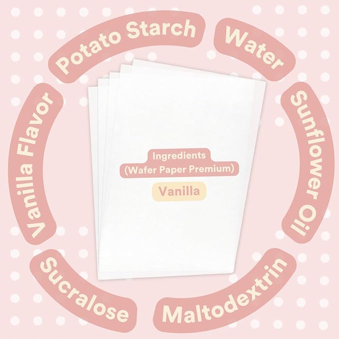 Printable Edible Wafer Paper Sheets from paper2eat (0.60 mm - 100 sheets/Vanilla)