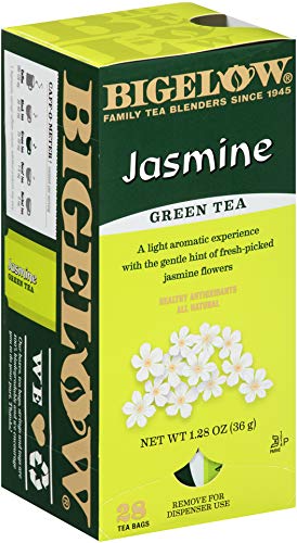 Bigelow Green Tea with Jasmine 28-Count Boxes (Pack of 6) Premium Bagged Jasmine Scented Green Tea Antioxidant-Rich All Natural Medium-Caffeine Tea in Individual Foil-Wrapped Bags
