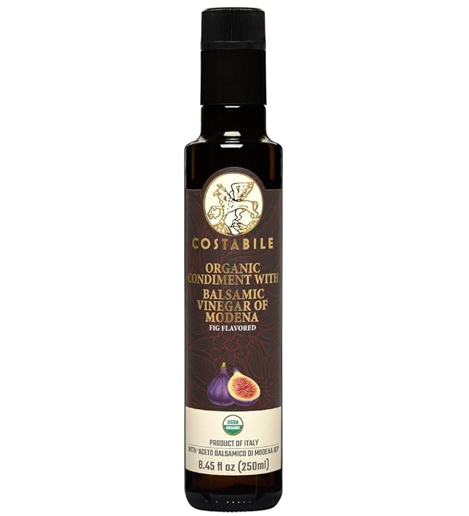 Fig Flavored Balsamic Vinegar Organic of Modena, Aged Made in Italy, Natural Blend, Thick Texture, Gourmet Touch, Traditional Craft