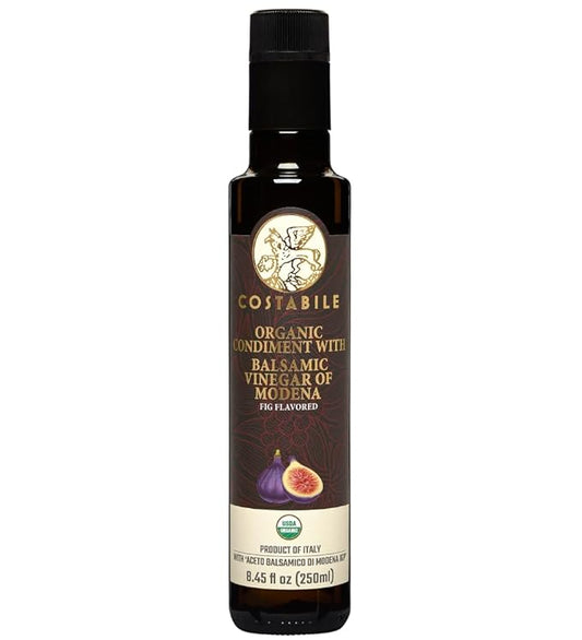 Fig Flavored Balsamic Vinegar Organic of Modena, Aged Made in Italy, Natural Blend, Thick Texture, Gourmet Touch, Traditional Craft