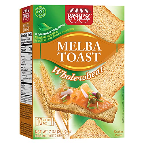 Only Kosher Candy Melba Toast Flatbread Crackers Classic Whole Wheat Kosher Parve with No Artificial Flavor, Fresh Natural Ingredients, Kosher Certified Delicious Snack Crackers (Pack of 5)
