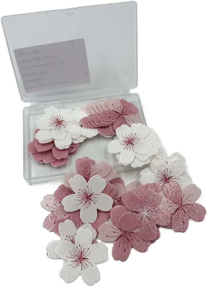 60 Pack Edible Cherry Blossom Cupcake Toppers Cherry Flowers Cake Toppers Rice Paper Wafer Paper Cake Picks for Cherry Blossom Bridal Shower Baby Shower Kids Birthday Cake Decorations