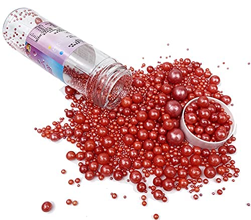 Christmas Sprinkles Edible Pearl Sugar Red Candy 120g/ 4.2oz Baking for Cake Decorations Cupcake Toppers Cookie Decorating Ice Cream Toppings Celebrations Shaker Jar Wedding Shower Party Chirstmas Supplies