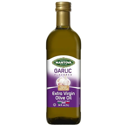 Mantova Garlic Extra Virgin Olive Oil (EVOO) - Cold-Pressed, Premium Quality, Imported from Italy