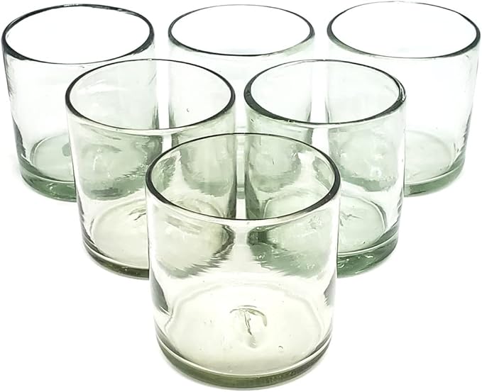 Clear 12 oz Large DOF Glasses (set of 6), Recycled Glass, Lead-free, Toxin-Free (12oz Large DOF)