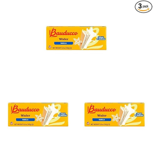 Bauducco Vanilla Wafers - Crispy Wafer Cookies With 3 Delicious, Indulgent, Decadent Layers of Vanilla Flavored Cream - Delicious Sweet Snack or Desert - 5.0 oz (Pack of 3)