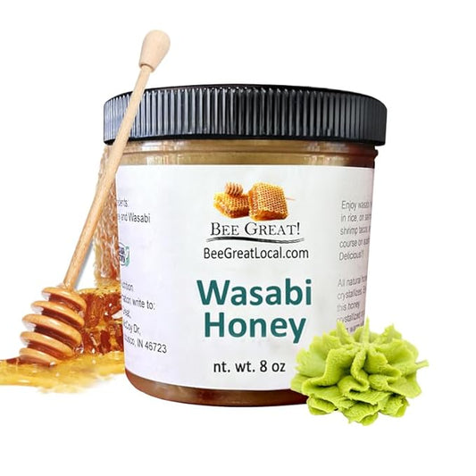 Bee Great Wasabi Hot Honey – Bold Sweet Heat with Wasabi Kick – Great with Sushi, Seafood & Salads (8 oz)