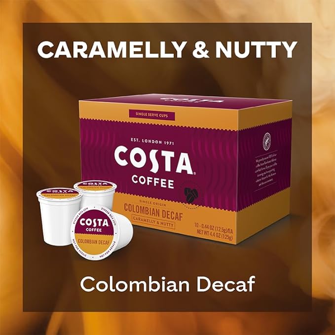 Costa Coffee Colombian Decaf Single Serve Pods - Single Origin - 10 ct Box