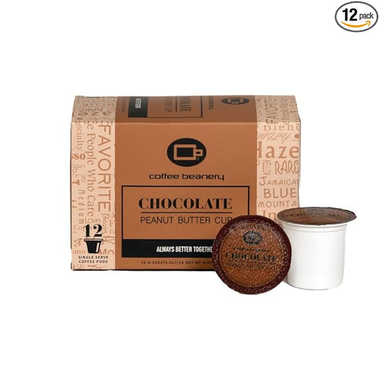 Chocolate Peanut Butter Cup Coffee Pods by Coffee Beanery | 12ct Flavored Coffee Pods Medium Roast Coffee Pods| 100% Specialty Arabica Coffee| Gourmet Coffee Pods