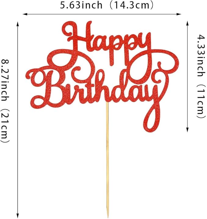 1 PCS Red Birthday Cake Topper Happy Birthday Cake Toppers Happy Birth Cake Decorations Girls Women's Celebrating Anniversary Birthday Party Decorations