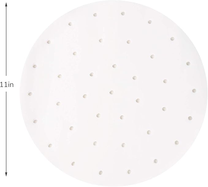 Beasea Air Fryer Parchment Paper 11 Inch, 200pcs Disposable White Perforated Parchment Paper for Air Fryer and Steaming Basket
