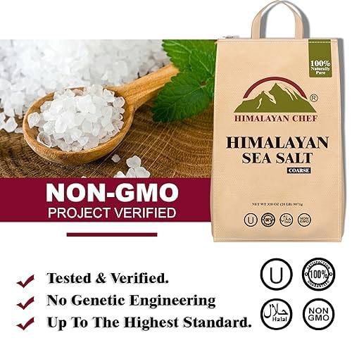 Himalayan Chef Sea Salt, Coarse Grain, 640 Ounces Mineral Salt, Pure & Natural Sun Dried Sea Salt, Unrefined, Gluten Free, Grinder Refill Sea Salt, 320 Ounce/Each (Pack of 2)