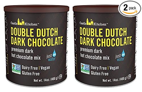 Castle Kitchen Double Dutch Dark Chocolate - Dairy-Free, Vegan Premium Hot Chocolate Mix - Just Add Water (Pack of 2)