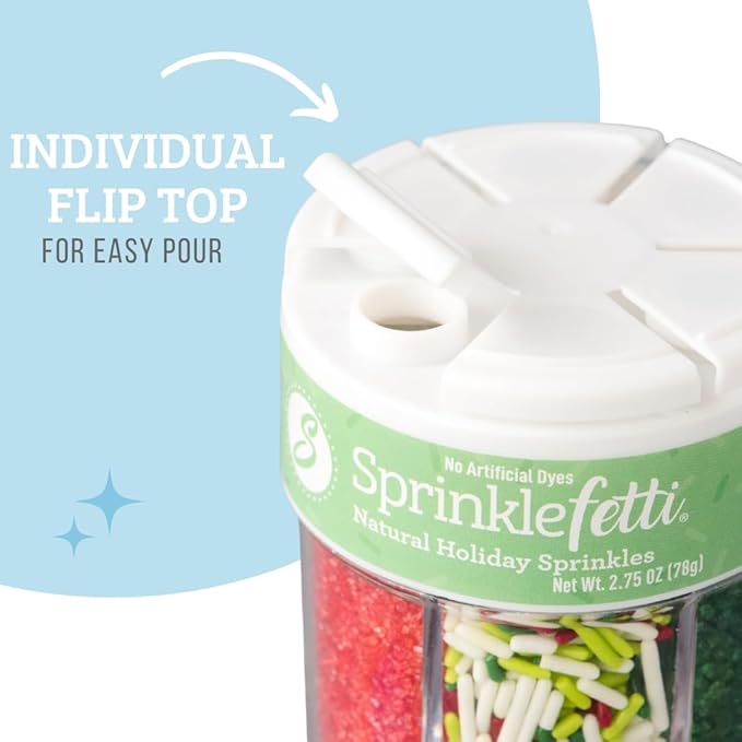 Sweets Indeed Sprinkles 6 Cell Edible Sprinkle Mix Jimmies Perfect for Cake Decorations Baking Ice Cream Cookies Cupcake Topper (Christmas)