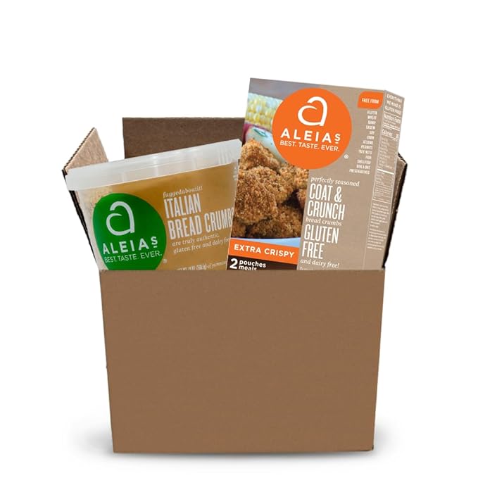 Aleia?셲 Gluten Free Coating & Breadcrumb Mix ??Assorted 2 Pack ??Includes Italian Bread Crumbs (13oz) & Extra Crispy Coating (4.5oz) ??Ideal for Meat, Seafood & Veggies ??Non-GMO, Dairy Free, Low Sodium, Kosher