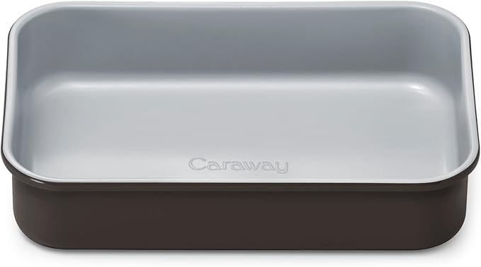 Caraway Nonstick 9??x 6.5??Small Rectangle Baking Pan ??Non-Toxic, PTFE & PFOA Free ??Aluminized Steel Core ??Deep Ceramic Baking Pan for Casseroles, Lasagna & More - Black