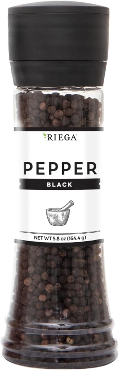 Riega Large Black Pepper Grinder, Bulk Size Holds More Peppercorns, 5.8 Ounce (Pack of 1)