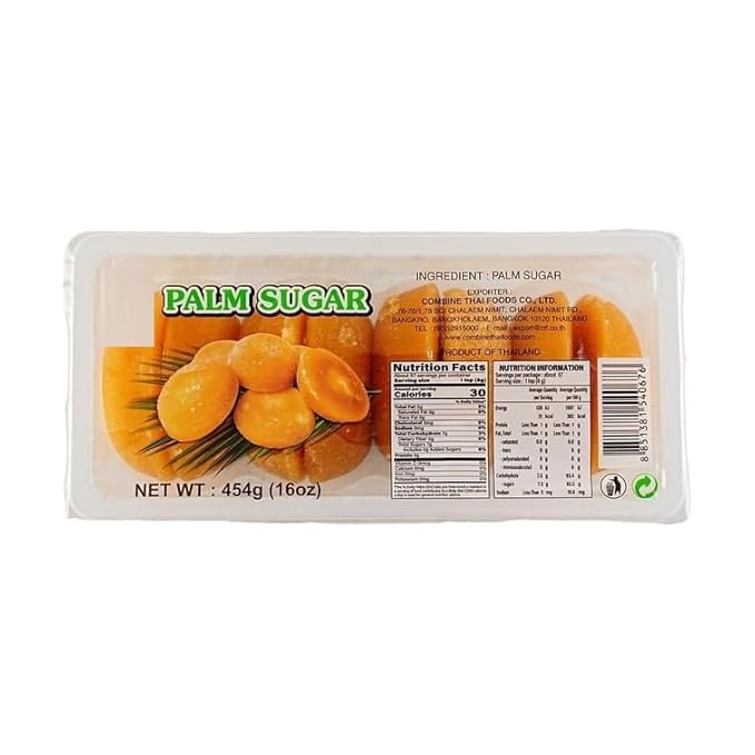 Pure Palm Sugar Thai, Golden Sugar with Traditional Natural Sweetener, Tray 16 oz (454g)