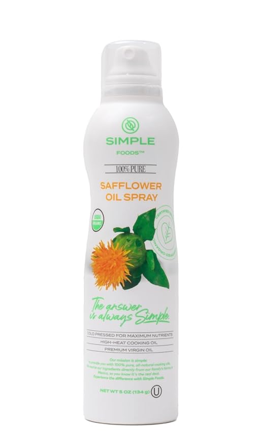 Simple Foods Organic Safflower Oil Spray - USDA Organic, High in Monounsaturated Fat, Propellant-Free ??5oz Spray Bottle