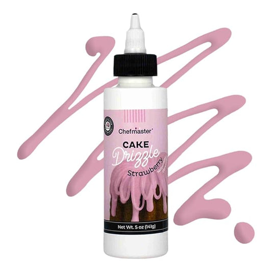 Strawberry-Flavored Cake Drizzle by Chefmaster, Edible Cake Drip Frosting for Decorating, Drip for Cakes, Cupcakes, Cookies, Donuts, 5 oz