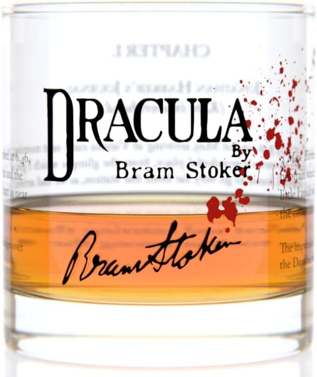 Well Told Classic Literature Rocks Glass - Dracula by Bram Stoker - Old Fashioned Whiskey Glass Gift for Book Lovers (11 oz)