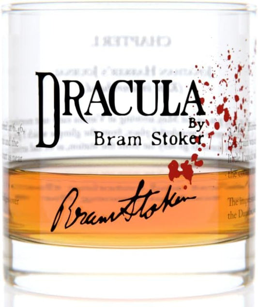 Well Told Classic Literature Rocks Glass - Dracula by Bram Stoker - Old Fashioned Whiskey Glass Gift for Book Lovers (11 oz)