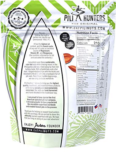 Pili Hunters - Wild Sprouted Pili Nuts, Coconut Oil and Himalayan Salt (1lb Bag) Keto/Paleo/Vegan Snacks, Low Carb Energy, Gluten Free, No Sugar Added, Superfood, the Original AS SEEN ON SHARK TANK