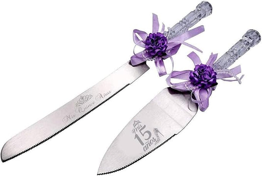 GIFTS INFINITY Personalized Mis Quince Anos Cake Knife and Server Set Valentine's Day Gift (CK-1PU)