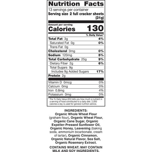 Annie's Organic Graham Crackers, Cinnamon, Made With Whole Grain, 14.4 oz