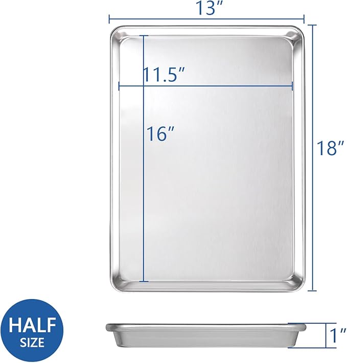 HARDURA Aluminum Baking Sheet Pan 18”L X 13”W X 1”H Cookie Sheet, 6Packs, For Oven in Bakery & Restaurant, Kitchen