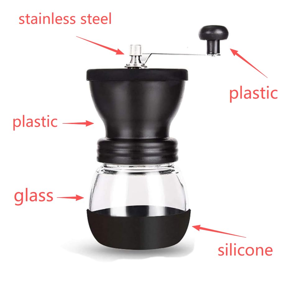 PARACITY Manual Coffee Grinder, Ceramic Burr, 2 Glass Jars, 11oz per Jar