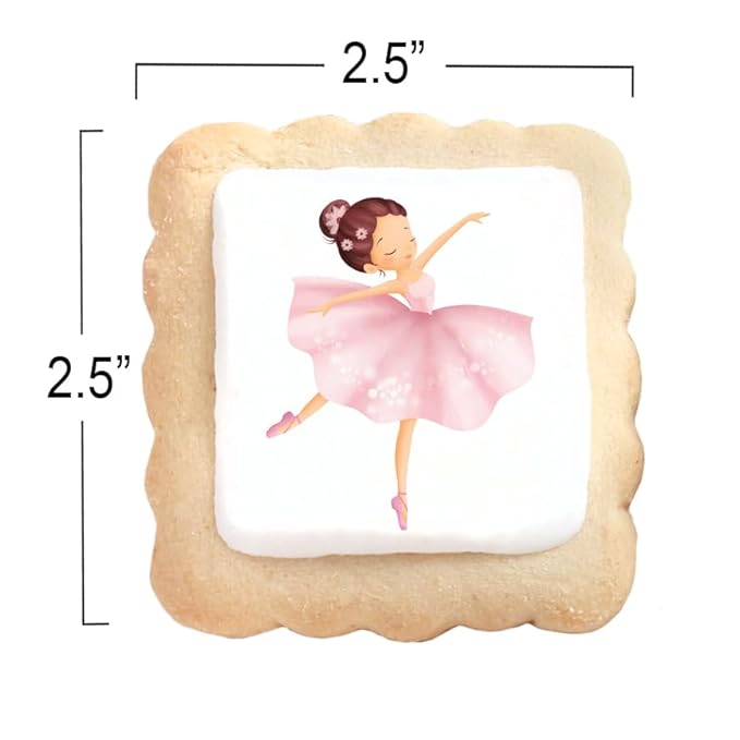 Ballerina Dancer Ballet Individually Wrapped Printed Cookies 24 Pack Bulk Pink Bow