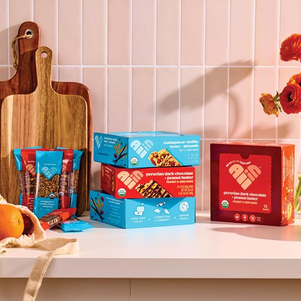 All In Snack Bars Nut & Seed Variety Pack - Madagascar Vanilla Honey Almond and Peruvian Chocolate - Gluten Free - Organic - Non-GMO (24 Pack)