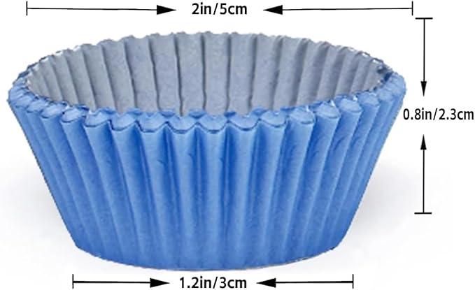 qiqee Mini 300-Count Cupcake Liners Cupcake Cups Food Grade 6 Solid Blue Colors Cupcake Papers Baking Cups Cupcake Wrappers (Mini Size)