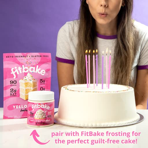 FitBake Yellow Cake Baking Mix | 2g Net Carbs Per Serving | Keto Friendly Low Carb Food | No Added Sugar Keto Snack | Zero Sugar & Gluten Free Desserts | Naturally Sweetened Cake Mixes Keto Foods 7oz