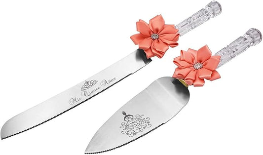 GIFTS INFINITY Personalized Mis Quince Anos Cake Knife and Server Set Valentine's Day Gift (CK-2SM)