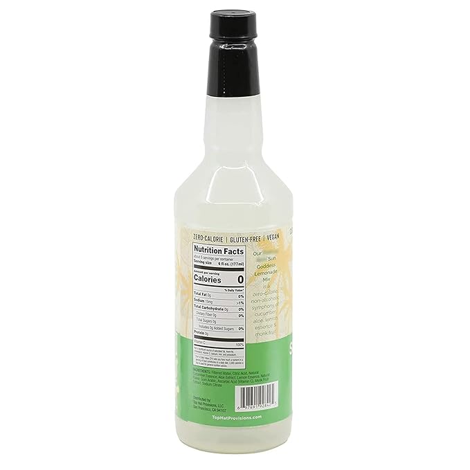 Top Hat Keto Sugar Free Cucumber Lemonade Mix - Naturally Sweetened with Monk Fruit - Craft Mixer for Skinny Margarita Cocktail Drinks - 32oz Bottle