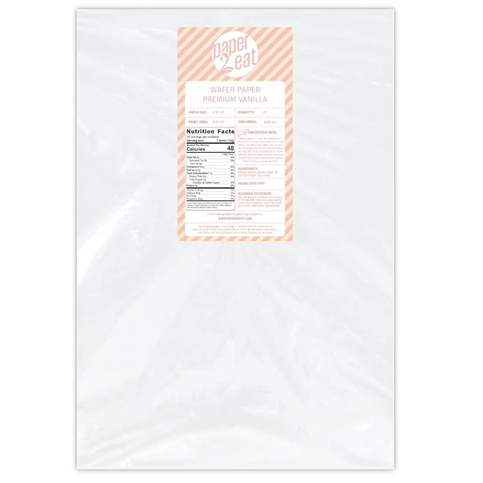 Printable Edible Wafer Paper Sheets from paper2eat (0.60 mm - 25 sheets/Vanilla)
