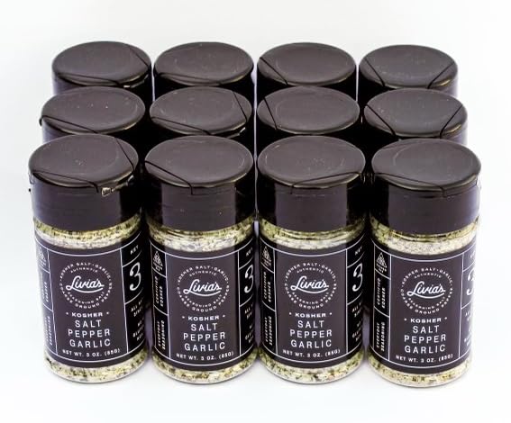 Livia's Salt Pepper Garlic (SPG) Seasoning | Unlocks & Elevates Flavors of Steak, & Chicken | Kosher, Gluten-Free & MSG-Free | Perfect Grilling, BBQ | Party Favors & Gift Baskets, 12, 3-Oz Bottles