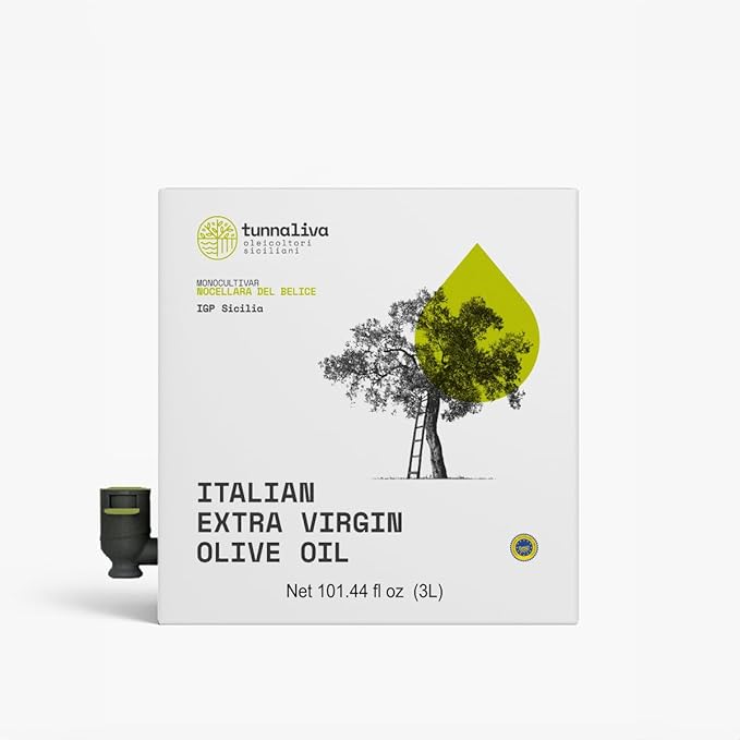 Tunnaliva EVO Oil - Italian Extra Virgin Olive Oil - 100% Nocellara del Belice - IGP Sicilia - 101,44 fl oz Bag-in-box